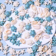 15/30/60颗波西米亚海洋海龟海星贝壳珠子沙滩度假饰品，适用于DIY手链、脚链、项链制作，航海珠宝材料天然石吊坠散珠 - 彩色 - 查看 5