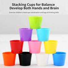1 Set Kids Round Rainbow Ball Sorting Cups Game, Color Matching Fine Motor Skills Training STEM Educational Toy, Holiday Gift - Multicolor - View 10