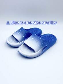 1 par de chanclas de color degradado para niños, resistentes al deslizamiento y al desgaste, aptas para interiores/exteriores, hogar, baño, verano - Azul y blanco - Ver 18