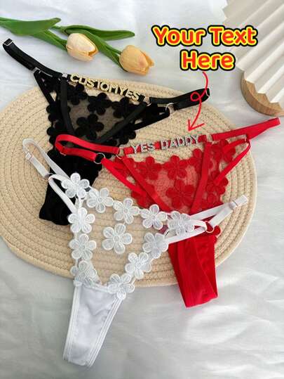 Quần lót bikini/quần lọt khe G-string thêu tên tùy chỉnh, đính đá pha lê lấp lánh, dây chéo gợi cảm, quà tặng cá nhân hóa cho vợ, bạn gái, bạn bè vào ngày Valentine, Giáng sinh, Halloween, Lễ Tạ ơn, Sinh nhật, Kỷ niệm.