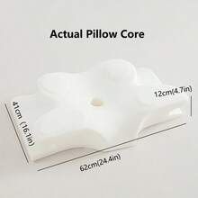 1pc Butterfly Shaped Memory Foam Pillow (With Pillow Case) - Ergonomic Cervical Support, Slow Rebound, Sleep Relaxation Neck Pillow, Suitable For Back And Side Sleepers, Machine Washable Pillow Case - Grey - View 2