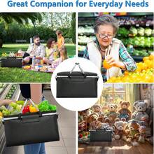 Giỏ dã ngoại gấp gọn cỡ lớn 30L - Hộp đựng đồ cách nhiệt cao cấp với tay cầm kim loại tiện dụng - Hoàn hảo cho các hoạt động ngoài trời, họp mặt gia đình, cắm trại, tiệc nướng BBQ, mua sắm và du lịch - Dễ dàng cất giữ 1 giỏ dã ngoại cách nhiệt gấp gọn với tay cầm bằng nhôm, dung tích 32L/18.9x12.6x9.4 inch, lý tưởng cho các buổi dã ngoại ngoài trời, đi biển, cất đồ trong cốp xe và mua sắm thực phẩm. - Nhiều màu - Xem 10