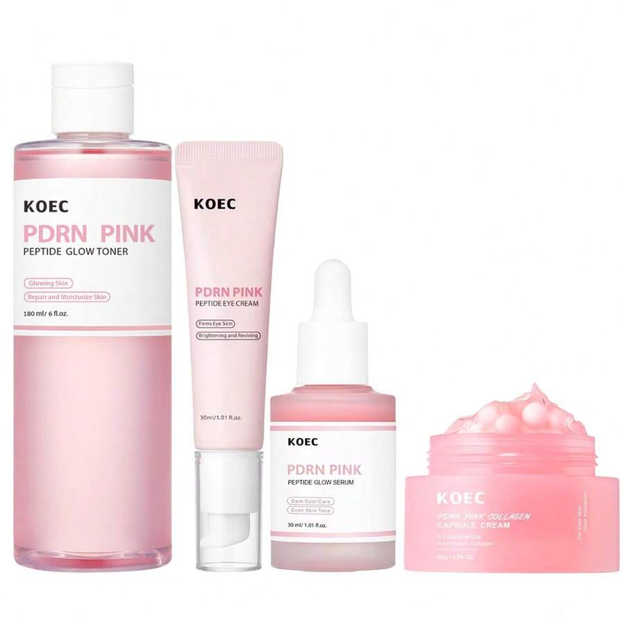 KOEC PDRN 4件套护肤套装，蕴含胶原蛋白、胜肽、视黄醇和烟酰胺，深层补水抗衰老，适合作为母亲节礼物 - 日夜均可使用，适合所有肤质 - PDRN護膚套裝 - 查看 1