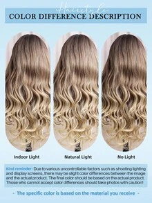 13X4 Frontal Lace Women's Wig, 22 Inches Long,Curly Wave Design, Including Baby Hair That Can Be Split Into Medium, Partial, And Free Parts, Naturally Cute, Made Of Imported Japanese Silk Material, Soft And Comfortable, Heat-Resistant - Blonde Ombre - View 10