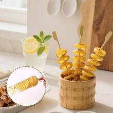 6-Piece Set Manual Tornado Potato Spiral Cutter, Vegetable Spiral Slicer, Flower-Patterned Knife Kitchen Tool, Perfect For Cucumbers, Radishes, And Spiral-Shaped Vegetables. - Multicolor - View 3