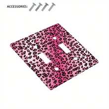 1pc Pink Leopard Print Light Switch Cover, 1 Gang Or 2 Gang - Unique Wall Plate, Suitable For Home Decor, Bedroom, Living Room - A - View 9