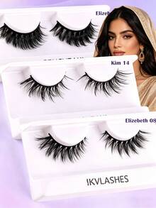 Luxury 3D Faux Mink False Eyelashes, 3 Styles Wispy Fluffy Lashes Kit, Reusable Strip Lashes For Daily & Party - Black - View 8