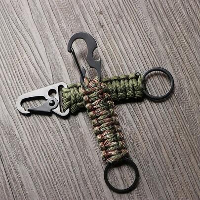 Móc khóa dây dù, 1 chiếc, móc khóa carabiner ngoài trời, dây dù quân đội, dây thừng, bộ dụng cụ sinh tồn leo núi, nút thắt khẩn cấp, dụng cụ mở chai.