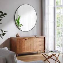 36 Inch Large Round Mirror Metal Frame Wall Mirror Mounted Black Circle Mirrors For Tryway Bathroom Washrooms Living Rooms Modern Minimalist Vanity Mirror Decor - 1 - 查看 4