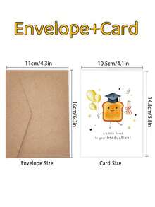 1pc Funny Graduation Card "A Little Toast To Your Graduation", Congrats Card, Graduation Gift Card, Cute Graduation Card - Multicolor - View 4