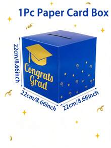 1 pieza Caja de tarjetas de papel de graduación 2026, Caja conmemorativa de graduación/Caja de regalo/Caja de felicitaciones de graduación/Caja de votación/Caja de tarjetas de sugerencias/Suministros para juegos de votación de graduación/Decoración de fiesta de graduación/Suministros para fiesta de graduación/Regalo de graduación, Negro, Dorado, Azul, Rojo - multicolor - Ver 10