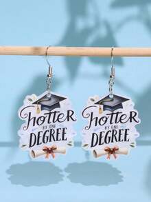 1 Pair Graduation Season Fashion Personalized Elegant High-End Interesting Text Bow Scroll Certificate Acrylic Dangle Earrings, Women Daily Holiday Party Gift Jewelry - Multicolor - View 2