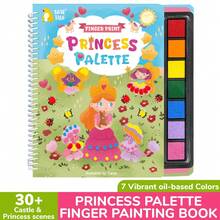beartale Princess Finger Painting Coloring Book Set, 30 Pages DIY Art Craft With 7-Color Ink Pad, Montessori Toys, Kids Arts & Crafts Supplies, Cute Graffiti Painting Paper Book, Fun Travel Games, Back To School, Birthday Gift Toys For Girls Boys - Multicolor - View 3