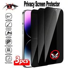 ZYONS Shockproof Privacy Phone Screen Protector Mobile Phone Screen Protector Film 3pcs Privacy Screen Protector, Protect Privacy, Tempered Glass Film Sticker, Full Screen Coverage, Anti-Scratch Anti-Shock, Easy Installation, Compatible With Iphone 17 Pro Max/17 Air/16E/16 Pro Max/16 Pro/16 Plus/16/15 Pro Max/14 Pro Max/13 Mini/12/11/XS Max/XR/8+/7 Plus Series Mother's Day Gift - 3PCS - View 13