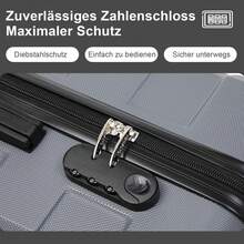 YONSLY Suitcase 16/20/24/28 Inches With 4 Wheels 360° Combination Lock Double Maintenance Zipper Mesh Pocket Soft Rubber Handle Trolley Suitcase - 深灰色 - 查看 3