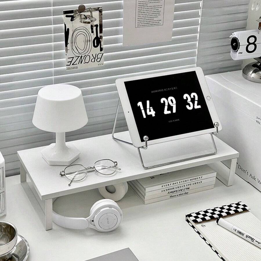 1pc Desktop Computer Monitor Stand Riser, Back To School Essential, Monitor Stand, Desktop Computer Monitor Stand, Office Desk Storage Organizer, Desktop Accessory - Multicolor - View 1