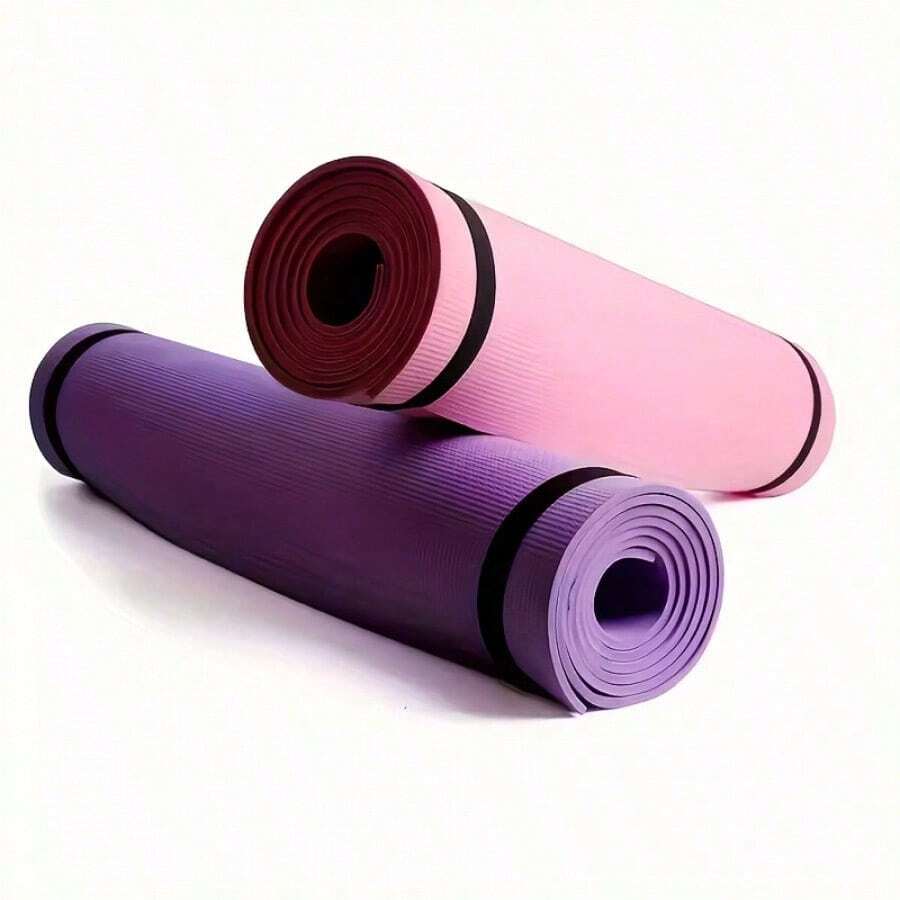 1 tấm thảm tập thể dục NBR mật độ cao, có khả năng hấp thụ sốc, được trang bị dây đai, dày và chống trơn trượt, phù hợp cho yoga, pilates, thể dục và khiêu vũ - Thảm tập màu trơn - Màu ngẫu nhiên - Xem 1