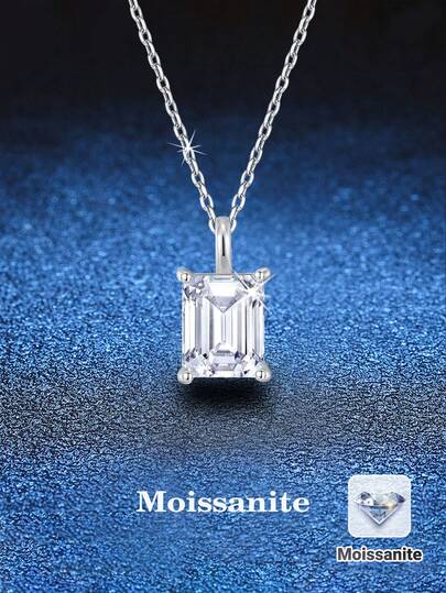1 chiếc dây chuyền bạc 925 sang trọng, đính đá Moissanite cắt hình lục giác 1-3 carat, thích hợp cho nữ giới đeo hàng ngày, dự tiệc, Ngày của Mẹ, đám cưới, làm quà tặng cho phù dâu, kỷ niệm ngày cưới, trang sức nữ.