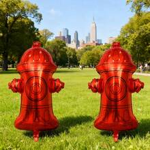 2pcs 78cm Red Fire Hydrant Shaped Aluminum Foil Balloons, Suitable For Party Decoration - View 3