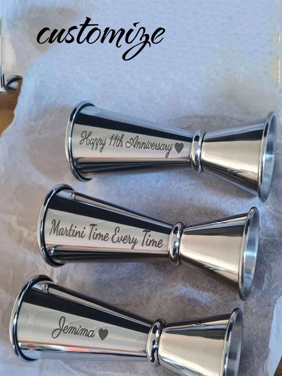 Personalised Stainless Steel Jigger Spirit Measure, Custom Engraved Cocktail Measuring Tool For Home Bar, Perfect Christmas Presents, Valentine's Day Gift, Premium Bar Accessory For Whiskey, Vodka, Gin & Mixed Drinks - Multicolor - View 1
