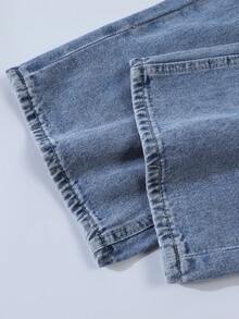 Quần jeans nữ màu xanh dương bạc màu, ống đứng, denim rách, quần jeans túi xéo, khóa kéo và nút cài, phong cách sinh viên tối giản thường ngày, quần jeans đi làm hàng ngày, quần jeans thời trang đường phố thanh lịch, phù hợp cho các buổi hòa nhạc và lễ hội âm nhạc, 90% cotton, thích hợp cho mọi mùa xuân. - Màu xanh lam - Xem 5