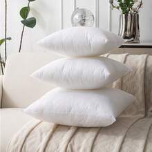 1pc/2pcs Soft & Fluffy Square Throw Pillow Insert, No Fluorescent Fiber, Filled With High Elastic Velvet. White Pillow Insert Suitable For Sofa, Bed, Breathable Sofa Decorative Cushion Insert, Without Pillow Cover. Applicable For Living Room Sofa, Room Decor, Holiday Party And Car Seat. - White - View 6