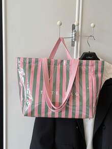 Túi tote thời trang phong cách sinh viên, dung tích lớn - Làm từ chất liệu PVC và giấy Kraft nhẹ, thiết kế khóa dán, kiểu dáng thời trang dành cho nữ. - Nhiều màu - Xem 6