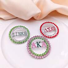 3pcs Mixed Round Hollow Alloy OES Letter Anti-Exposure Brooch Pin - Multicolor - View 10