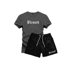 Set: 100% Cotton T-Shirt + Black Tactel Shorts - 帶領 - 查看 1