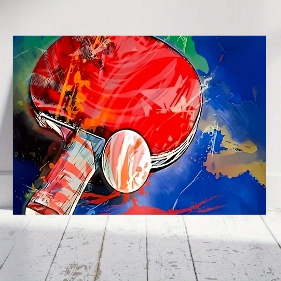2D Plano, 2D Plano, 2D Plano 1 pieza 2D Plano Lienzo Arte Sin Marco, Con Diseños Lujosos de Paleta y Pelota de Tenis de Mesa, Adecuado para Decoración del Hogar, Pósters, Impresiones, Regalos de Halloween, Regalos de Vacaciones, Fiestas, Regalos de Cumpleaños - Enmarcado - Ver 1