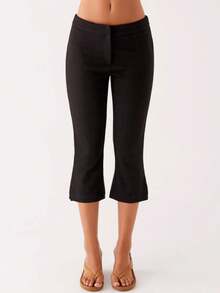 Women's Y2K Summer Capri Pants Low Waist Solid Color Polka Dot Print Slim Fit Cropped Trousers For Summer Going Out Dating Outfits Summer Clothing - 黑色 - 查看 3