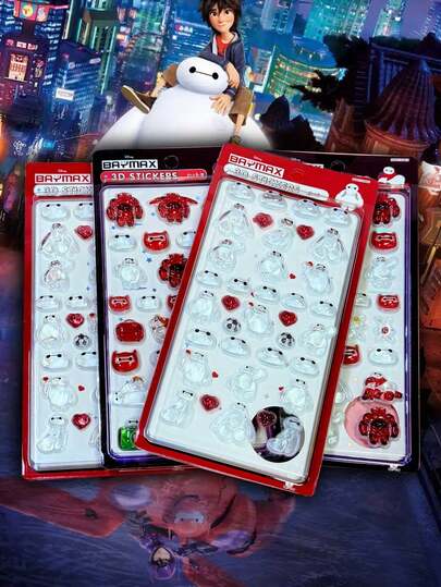 Bộ sticker trang trí Baymax thế hệ thứ 2 có thể tái sử dụng, sticker tương tác cho trẻ em, sticker trang trí hàng ngày.
