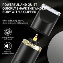 Máy tỉa lông bikini điện 3 trong 1 WEEME, máy cạo râu điện không gây đau cho nam giới với đầu thay thế và máy tỉa lông mũi, chăm sóc da mặt và cơ thể, bộ dụng cụ du lịch sạc pin, quà tặng cho bạn trai hoặc chồng. - màu đen - Xem 4