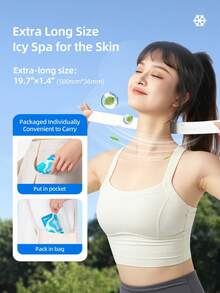 Remendo de Gel de Resfriamento Instantâneo de Verão Cofoe - Bolsa de Gelo de Gel, Remendo de Gel de Resfriamento Físico, Remendo de Resfriamento Portátil e Macio Aplicável à Testa, Pescoço e Corpo, Pescoço, Braços, Pernas e Costas. Alívio do Calor ao Ar Livre, Trabalho e Direção de Longa Distância, Frescor Duradouro, Uso Diário - 500 mm x 36 mm - 1 peça/saco - Visão 7