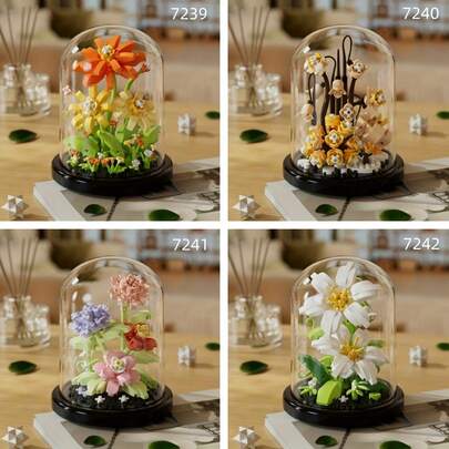 500片DIY花朵积木套装 - 浪漫求婚装饰、桌面摆件和拼图玩具、完美生日礼物、斋月快乐
