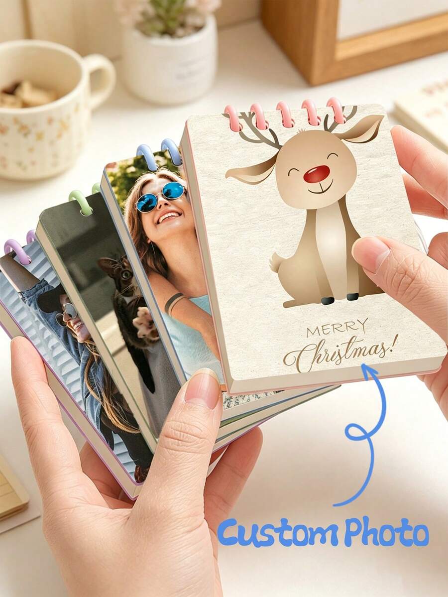 1/5 piezas Cuaderno de retrato personalizado, Cuaderno de foto de mascota, Cuaderno de foto personalizado, Recuerdo, Regalo para amigos, hijo, hija, estudiantes para volver a la escuela, graduación, práctico y portátil cuaderno de bocetos personalizable - Multicolor - Ver 1