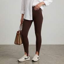 Women's Leggings With Footed Detail, Fleece-Lined, Flannel-Lined, Fleece-Inside, Fashionable, Comfortable, Shaping, Gym, Workout, Cold Weather, Thick Fabric, High Compression, Perfect Elasticity, Lifts The Buttocks, Slims The Waist, Firm Fit, High Waistband, Holds In Tummy, Soft Touch, Thermal, Keeps Warm, Ideal For Cold Days, Daily Use, Walking, Running, Yoga, Pilates, Casual Look, Versatile, Elegant, Combines With Sneakers, Boots Or Jacket, Premium Quality, Resistant, Durable, Doesn't Fade, Doesn't Mark, Isn't See-Through, Fits Well, Enhances The Body, Freedom Of Movement, Extreme Comfort, Essential Piece Of Women's Wardrobe, Practical, Easy To Wash, Quick Drying, No Ironing Needed, Reinforced Finish, Resistant Seams, Perfect Fit, Modern Style For Work, Outings, Travel And Physical Activities, Easy To Wash, Quick Drying, No Ironing Needed, Doesn't Wrinkle Easily, Maintains Shape After Several Washes, Anatomical Waistband, Firm, Medium-High Support, Perfect For The Gym, Work, Home Off - 鏽棕色 - 查看 1