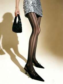 Élanzette 1 Pair Women's Patterned Mesh Stockings, Slim-Fit Comfortable Fashionable Sexy Unique, Suitable For Daily Wear, - Multicolor - View 6