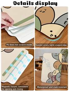 1pc Interesting Expression Stone Texture PU Leather Magnetic Closure Shockproof Inner Sleeve Bag, Suitable For MacBook Pro 16", Air 13", Galaxy TAB S10 Ultra And Metabook 14"/11"/13", Business Travel Portable, Can Be Used As Mouse Pad/Storage Bag, Essential Accessory For Business/Study/Travel - View 10