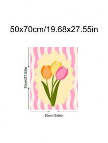 1pc Tulip Floral Poster, Tulip Art Striped Print Bouquet Print, Tulip Gift For Floral Enthusiasts, Pink Tulip Wall Art, Soft Pink Bouquet, Ideal Gift For Friends, Bedroom Art Print, Living Room Decor, Office Decor, Kitchen Decor, Bathroom Decor, Wall Art, Framed Canvas Wall Art Poster - 1PCS - View 26