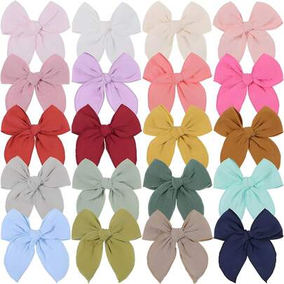 Moños para niñas,20 Pcs Lazos para el cabello para niñas,5.4 pulgadas hecho a mano lazos para el pelo de algodón y lino,regalo para niña,cumpleaños,regalo del día del niño