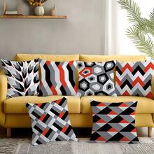 MEMNUN 6pcs Modern Minimalist Red White Black Geometric Print Cushion Cover [No Pillow Insert], 17.7*17.7in(45*45cm)/19.69*19.69in(50*50cm)/15.75*15.75in(40*40cm), [Single-Sided Printing] Polyester Throw Pillow Covers For Sofa, Bed, Living Room, Bedroom, Car, Office, Hotel Decor, Suitable For All Seasons, Perfect Gift For Family And Friends - Multicolor - View 11