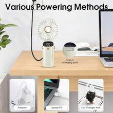 1 pièce Ventilateur portable à main avec éclairage, ventilateur de bureau mini silencieux, ventilateur personnel pliable à 4 vitesses alimenté par batterie, convient pour l'extérieur, les voyages, le maquillage, la maison, le bureau, le camping, la plage - Gadget de refroidissement essentiel pour l'été - portable - View 11
