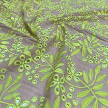 Two-Tone Embroidered Lace Fabric, 100% Cotton, 1.35m (Width) - Bege - Ver 2