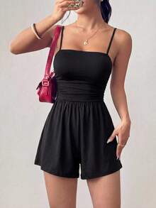 Sexy & Fashionable Versatile Spaghetti Strap Loose Jumpsuit, New Arrival Spring/Summer,Vacation Outfits Women Elegant - Black - View 1