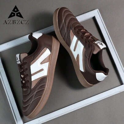 Casual Sports Shoes, Retro Patchwork Sneakers, Minimalist Style Casual Shoes, College Vibe, Suitable For All Seasons