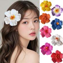 10pcs Random Color Hawaiian Flower Hair Clips, Cute Hibiscus & Plumeria Flower Hair Clips, Suitable For Women & Girls, Ombre Hawaiian Flower Hair Clips, Hawaiian Hair Accessories, Sunflower Hair Clips, Suitable For Beach Party & Daily Wear, Can Match Outfits, Gift Set, Valentine's Day Gift,Travel,Birthday - Multicolor - View 10