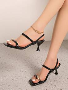 5cm New Colorblock Minimalist Wedge Thong Sandals, Women Summer Open Toe High Heels 2025,Kitten Heels,Flip Flops - Black - View 2