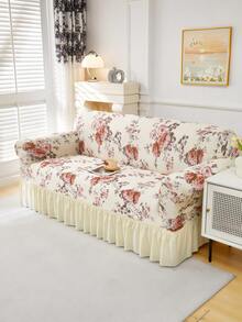 1pc Slip-Resistant Elastic Decorative Sofa Cover, Milk Silk Fabric Floral Print Skirt Design, Fit For Single/Double/Three/Four Seater Sofa, Pet-Friendly, Colorful, Suitable For Spring/Summer/Autumn/Winter - Multicolor - View 6