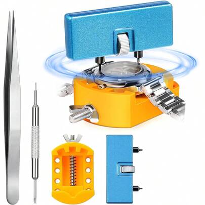 Dụng cụ thay pin đồng hồ, cờ lê xoay mở nắp lưng đồng hồ, dụng cụ mở vỏ đồng hồ, kèm giá đỡ nắp lưng đồng hồ, chỉ phù hợp với đồng hồ có khe cắm.